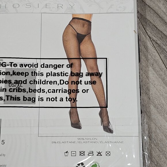Coquette Black Fishnet Pantyhose Tights One Size - Picture 3 of 3